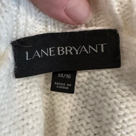 Lane Bryant Sweater Boat Neck Cable Knit Front Size 14/16 Ivory - Picture 4 of 7